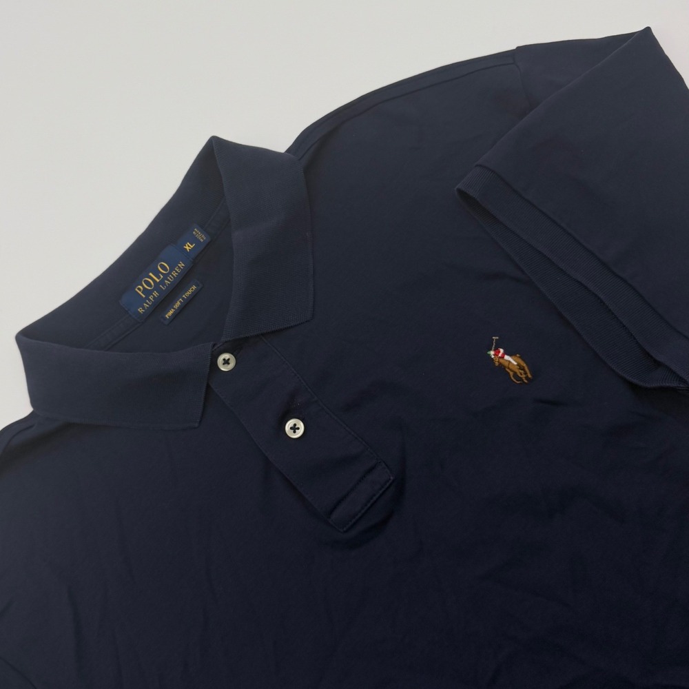 Polo Ralph Lauren Mens XL Pima Soft Touch Polo Shirt Navy Blue Short Sleeve